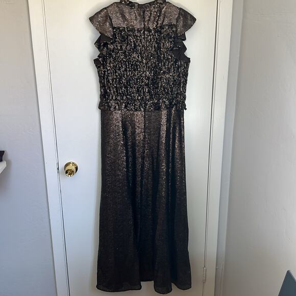 Sea New York Rachelle Smocked Sequined Midi Dress Size 12 Metallic - Picture 6 of 6
